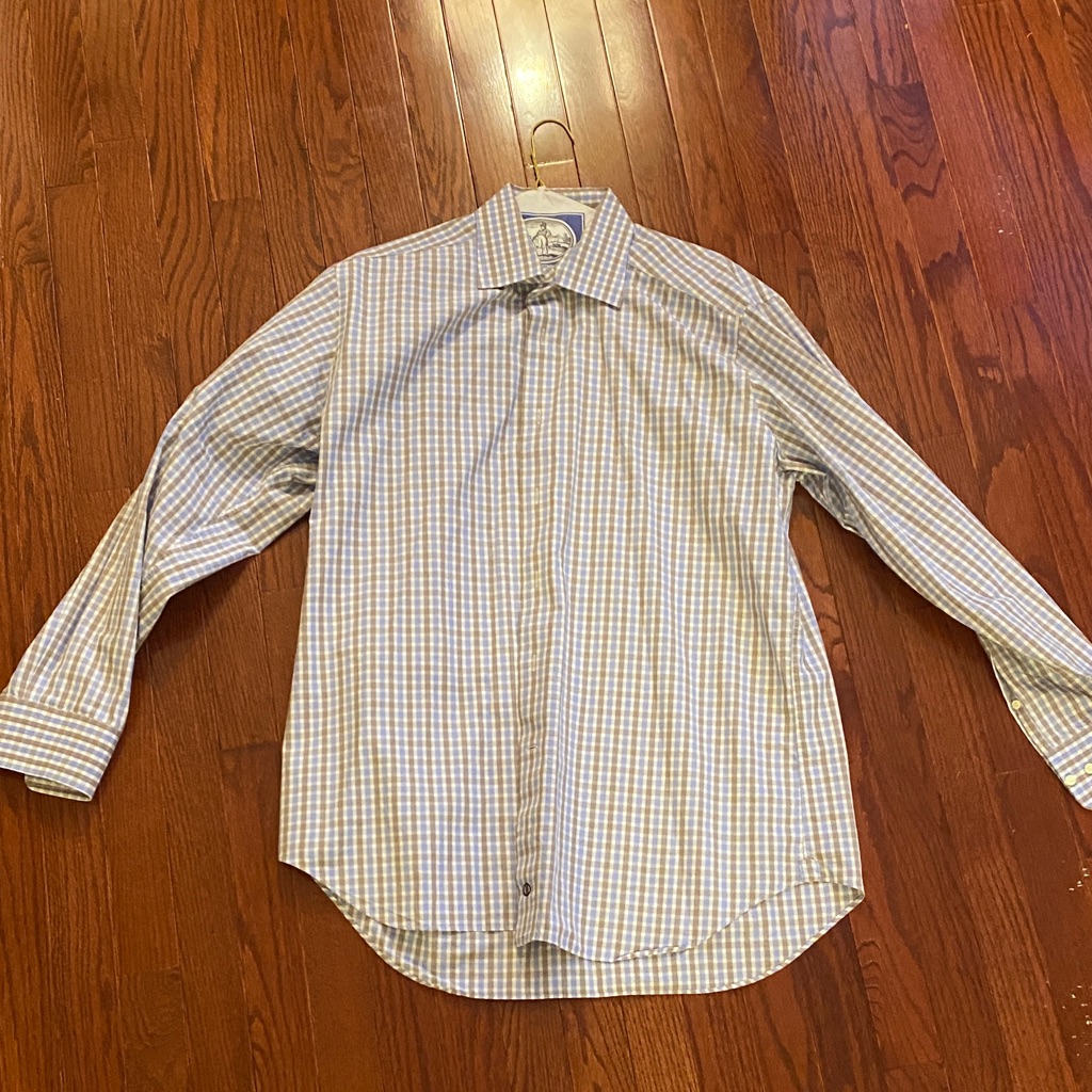 David Donahue Light Blue And White Plaid Shirt David Donahue Light Blue And White Plaid Shirt